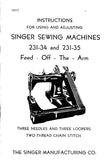 SINGER 231-34 231-35 SEWING MACHINE INSTRUCTIONS FOR USING AND ADJUSTING 14 PAGES ENG