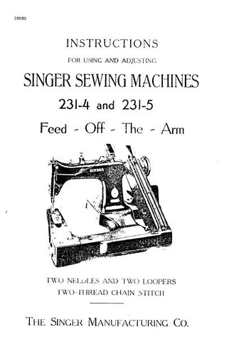 SINGER 231-4 231-5 SEWING MACHINE INSTRUCTIONS FOR USING AND ADJUSTING 14 PAGES ENG