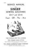 SINGER 231-7 231-8 SEWING MACHINE SERVICE MANUAL 12 PAGES ENG