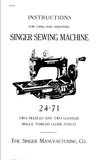 SINGER 24-71 SEWING MACHINE INSTRUCTIONS FOR USING AND ADJUSTING 9 PAGES ENG