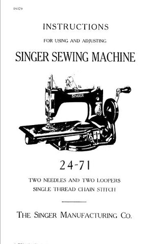 SINGER 24-71 SEWING MACHINE INSTRUCTIONS FOR USING AND ADJUSTING 9 PAGES ENG