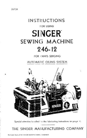 SINGER 246-12 SEWING MACHINE INSTRUCTIONS 8 PAGES ENG