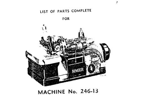 SINGER 246-13 SEWING MACHINE LIST OF PARTS COMPLETE 41 PAGES ENG