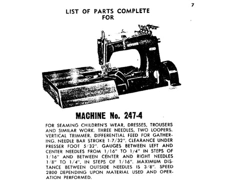 SINGER 247-4 247-5 SEWING MACHINE LIST OF PARTS COMPLETE 32 PAGES ENG
