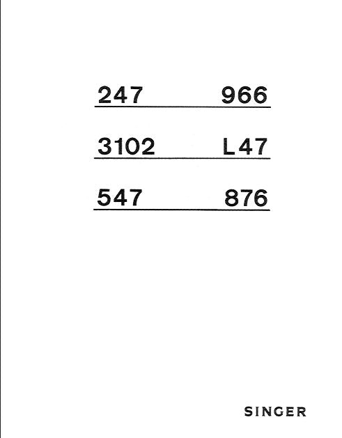 SINGER 247 966 3102 l47 547 876 SEWING MACHINE INSTRUCTIONS 16 PAGES ENG