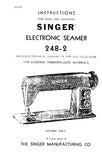 SINGER 248-2 SEWING MACHINE INSTRUCTIONS FOR USING AND ADJUSTING 18 PAGES ENG