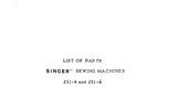 SINGER 251-4 251-6 SEWING MACHINE LIST OF PARTS 14 PAGES ENG