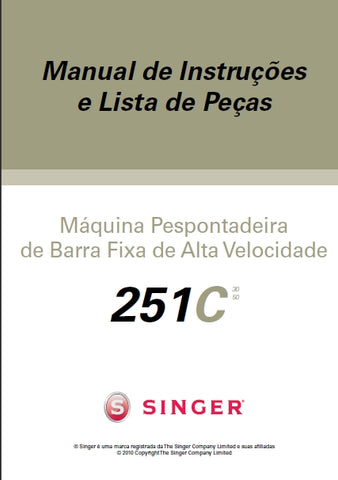 SINGER 251C MAQUINA DE COSTURA MANUAL DE INSTRUCOES 45 PAGINA PT