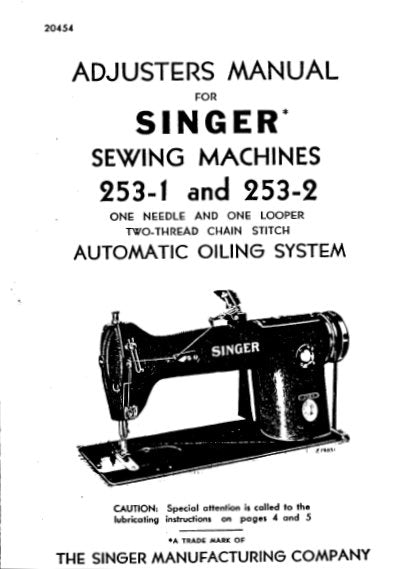 SINGER 253-1 253-2 SEWING MACHINES ADJUSTERS MANUAL 14 PAGES ENG