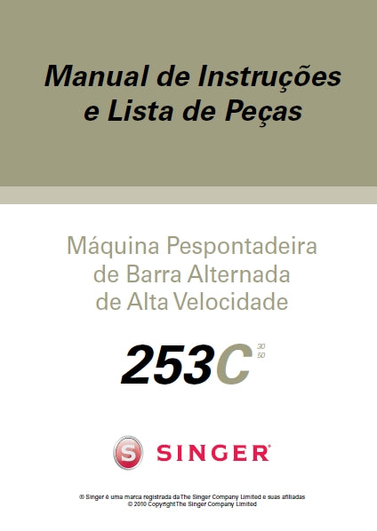 SINGER 253C MAQUINA DE COSTURA MANUAL DE INSTRUCOES 50 PAGINA PT