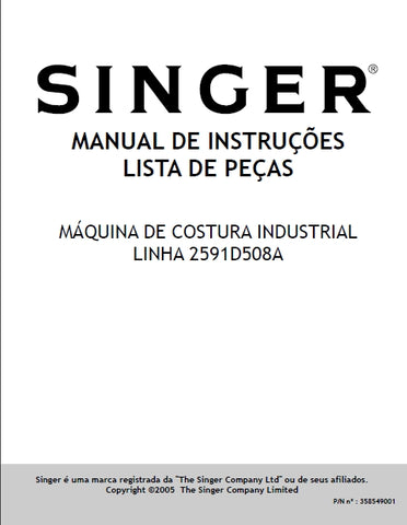 SINGER 2591D508A MAQUINA DE COSTURA INDUSTRIAL MANUAL DE INSTRUCOES 39 PAGINA PT