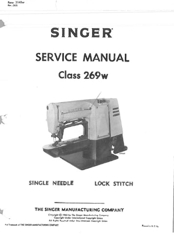 SINGER 269W SEWING MACHINE SERVICE MANUAL 83 PAGES ENG