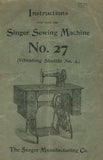 SINGER 27 SEWING MACHINE INSTRUCTIONS BOOK 20 PAGES ENG