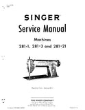 SINGER 281-1 281-3 281-21 SEWING MACHINE SERVICE MANUAL 17 PAGES ENG