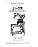 SINGER 29-4 SEWING MACHINE INSTRUCTIONS 7 PAGES ENG