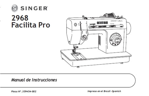 SINGER 2968 FACILITA PRO MAQUINA DE COSER MANUAL DE INSTRUCCIONES 46 PAGINA ESP PT