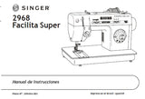 SINGER 2968 FACILITA SUPER MAQUINA DE COSER MANUAL DE INSTRUCCIONES 46 PAGINA ESP PT