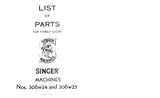 SINGER 306W24 306W25 SEWING MACHINE LIST OF PARTS 30 PAGES ENG