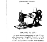 SINGER 32-63 SEWING MACHINE LIST OF PARTS COMPLETE 13 PAGES ENG