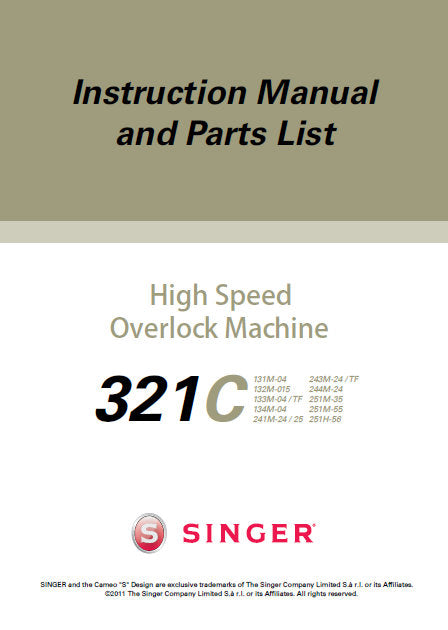 SINGER 321C SEWING MACHINE INSTRUCTION MANUAL 58 PAGES ENG