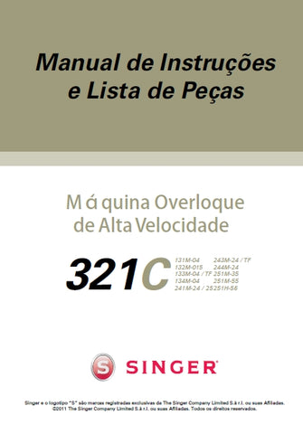 SINGER 321C MAQUINA DE COSTURA MANUAL DE INSTRUCOES 58 PAGINA PT