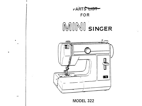 SINGER 322 MINI SEWING MACHINE PARTS LIST 20 PAGES ENG