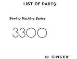 SINGER 3300 SERIES SEWING MACHINE LIST OF PARTS 29 PAGES ENG