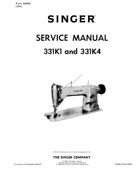 SINGER 331K1 331K4 SEWING MACHINE SERVICE MANUAL 17 PAGES ENG