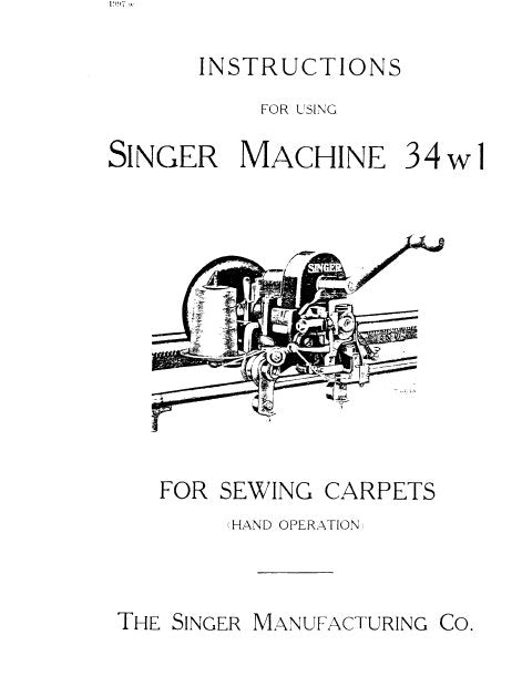 SINGER 34W1 SEWING MACHINE INSTRUCTIONS 7 PAGES ENG