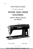 SINGER 400W101 400W102 400W103 400W105 SEWING MACHINE INSTRUCTIONS FOR USING AND ADJUSTING 17 PAGES ENG