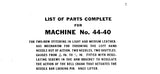 SINGER 44-40 44-84 SEWING MACHINE LIST OF PARTS COMPLETE 42 PAGES ENG