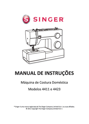 SINGER 4411 4423 FACILITA PRO MAQUINA DE COSTURA MANUAL DE INSTRUCOES 36 PAGINA PT