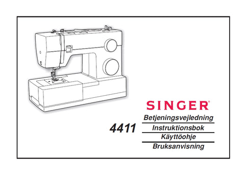 SINGER 4411 SEWING MACHINE BETJENINGSVEJLEDNING INSTRUKTIONSBOK KAYTTOOHJE BRUKSANVISNING 67 PAGES DK SW FI NO