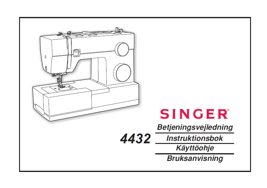 SINGER 4432 HEAVY DUTY SEWING MACHINE BETJENINGSVEJLEDNING INSTRUKTIONSBOK KAYTTOOHJE BRUKSANVISNING 72 PAGES DK SW FI NO