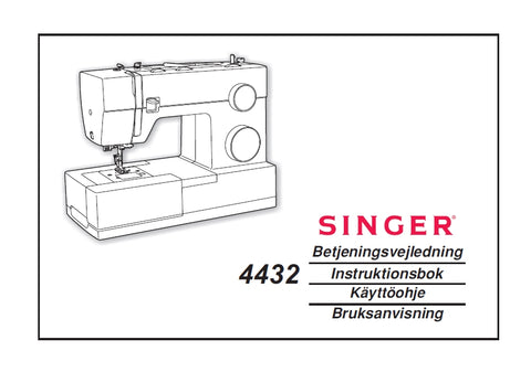 SINGER 4432 HEAVY DUTY SEWING MACHINE BETJENINGSVEJLEDNING INSTRUKTIONSBOK KAYTTOOHJE BRUKSANVISNING 72 PAGES DK SW FI NO