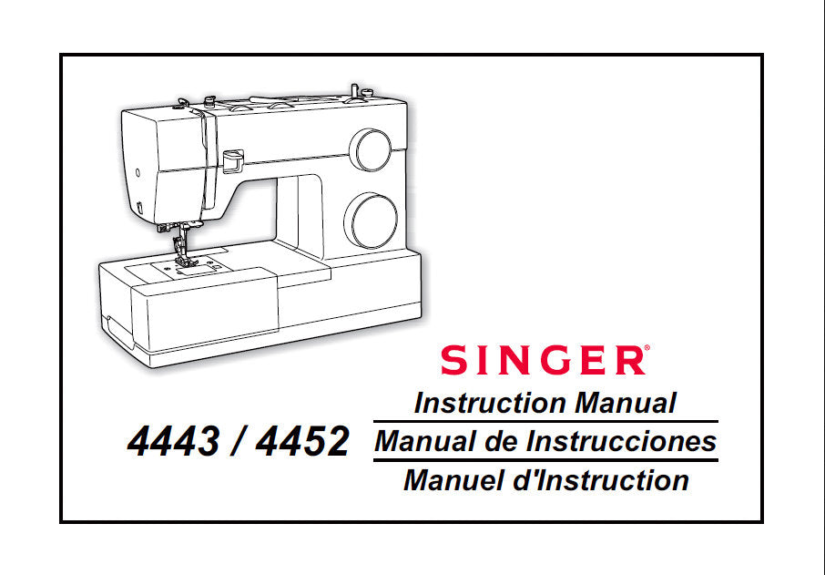 SINGER 4443 4452 SEWING MACHINE INSTRUCTION MANUAL 72 PAGES ENG ESP FRANC