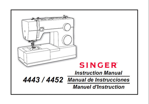 SINGER 4443 4452 SEWING MACHINE INSTRUCTION MANUAL 72 PAGES ENG ESP FRANC