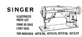 SINGER 457G105 457G115 457G116 457G117 SEWING MACHINE ILLUSTRATED PARTS LIST 11 PAGES ENG