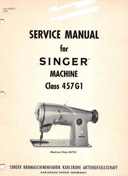 SINGER 457G1 SEWING MACHINE SERVICE MANUAL 18 PAGES ENG