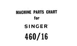 SINGER 460-16 SEWING MACHINE MACHINE PARTS CHART 8 PAGES ENG