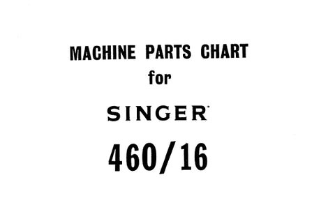 SINGER 460-16 SEWING MACHINE MACHINE PARTS CHART 8 PAGES ENG