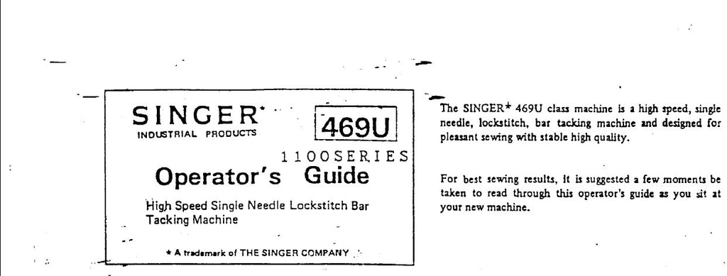 SINGER 469U SEWING MACHINE OPERATORS GUIDE 15 PAGES ENG