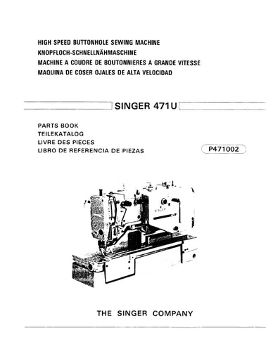 SINGER 471U SEWING MACHINE PARTS BOOK 35 PAGES ENG