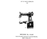 SINGER 47W69 SEWING MACHINE LIST OF PARTS COMPLETE 15 PAGES ENG