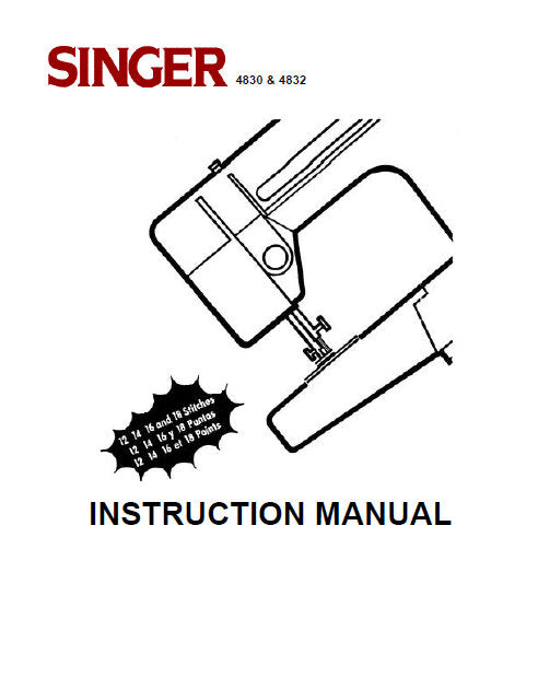 SINGER 4830 4832 SEWING MACHINE INSTRUCTION MANUAL 40 PAGES ENG