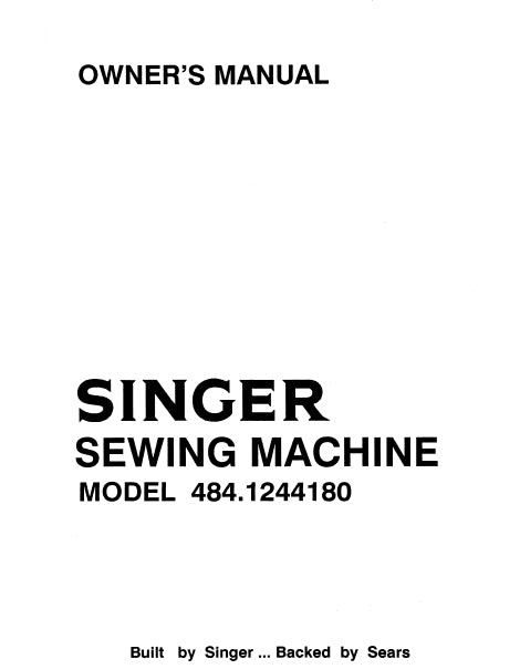 SINGER 484 1244180 SEWING MACHINE OWNERS MANUAL 36 PAGES ENG