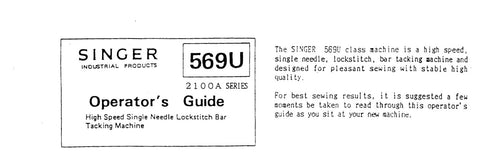 SINGER 569U 2100A SERIES SEWING MACHINE OPERATORS GUIDE 19 PAGES ENG