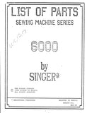 SINGER 6010 6011 6012 6017 SEWING MACHINE LIST OF PARTS 44 PAGES ENG