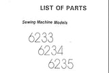 SINGER 6233 6234 6235 SEWING MACHINE LIST OF PARTS 41 PAGES ENG