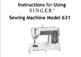 SINGER 631 SEWING MACHINE INSTRUCTIONS 52 PAGES ENG